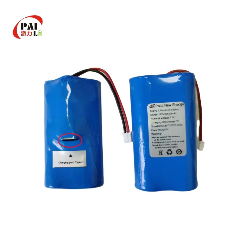 Lithium-ion Battery Pack with 5V Type-c Charging Port Suitable for Digital Toys Portable Electronic Flashlight 18650 7.2V 3.5AH