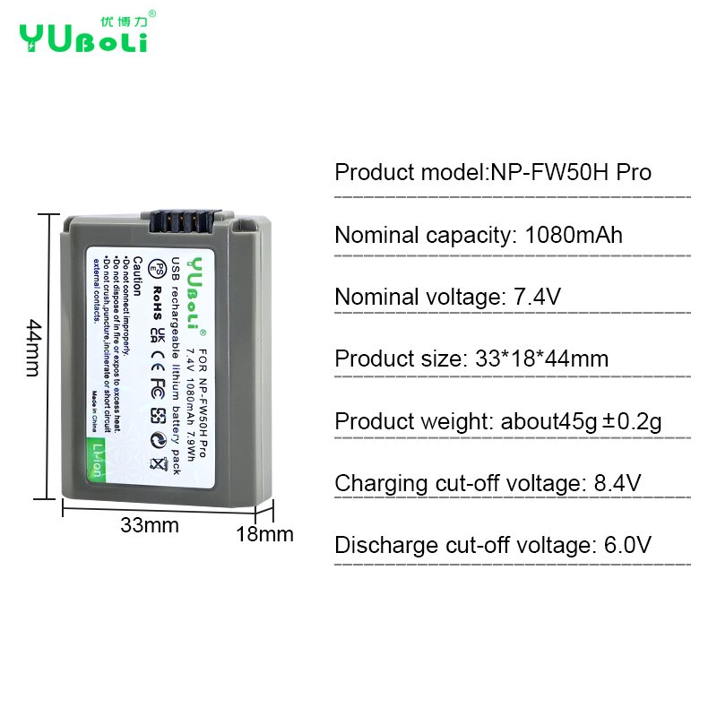 New USB Type-C Charging Digital Batteries NP-FW50 NPFW50 NP FW50 For Sony a5000 6000 NEX Series Camera Battery