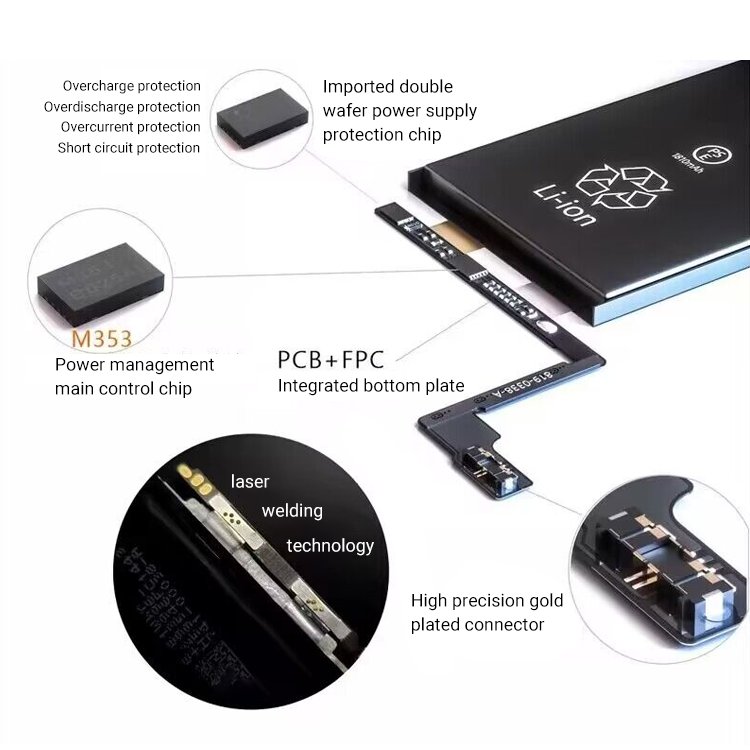 Factory OEM cell Phone Battery for iPhone Battery 5s 6 6s 7 plus 8 X 11 12 14 15 16 pro max batteries for iphone Replaceable