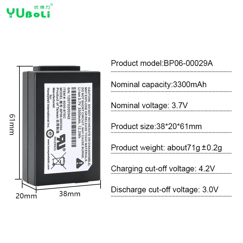 3300mah for Honeywell Dolphin 6100 6500 ScanPal 5100 6000-BTSC 6000-TESC 6000-TECS Digital Battery Pack BP06-00028A BP06-00029A