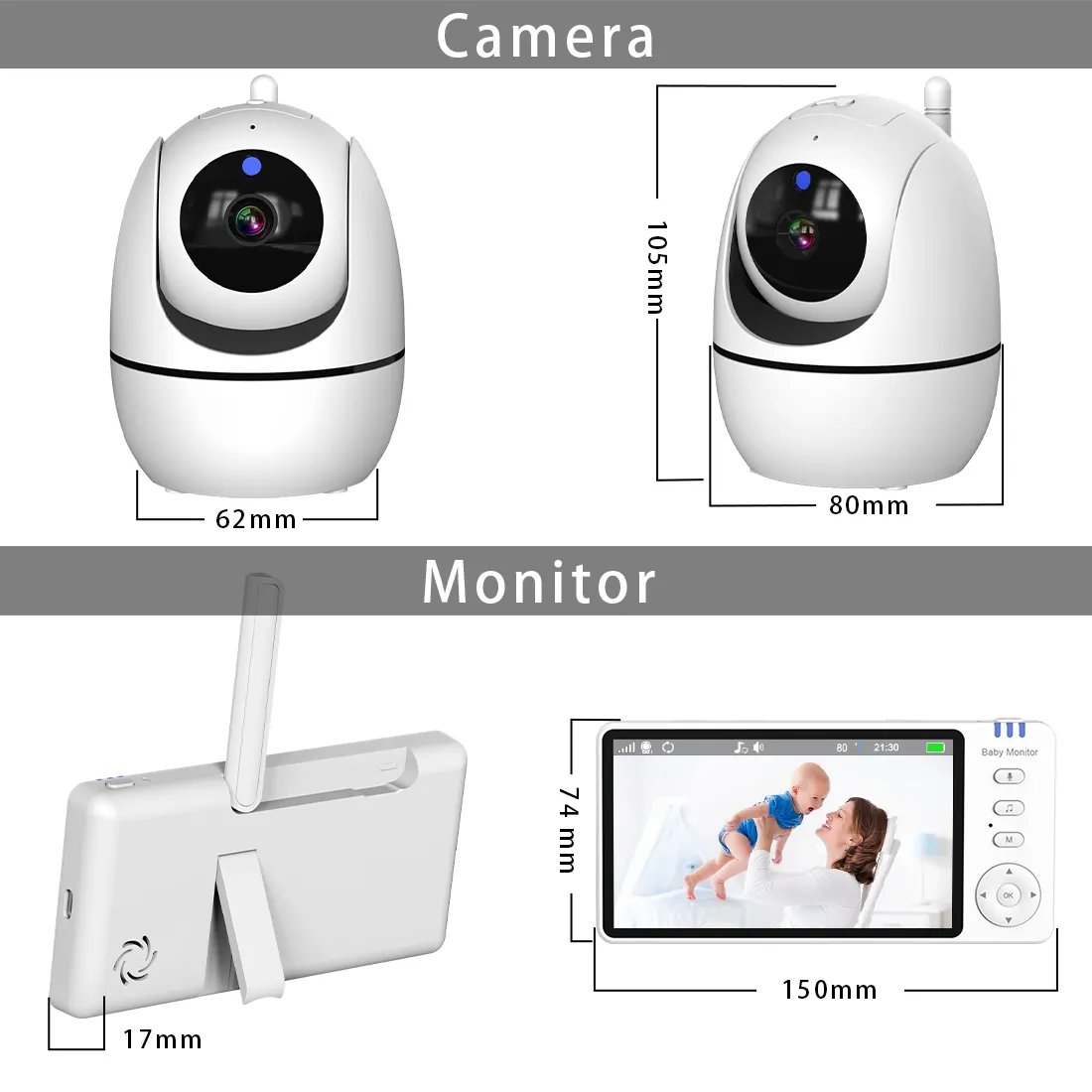 Kozh The Cheapest Factory Digital New 5 Inch 720P ABM501 Vox Function Pan Tilt NightABM501 Vision Camera Baby Monitors