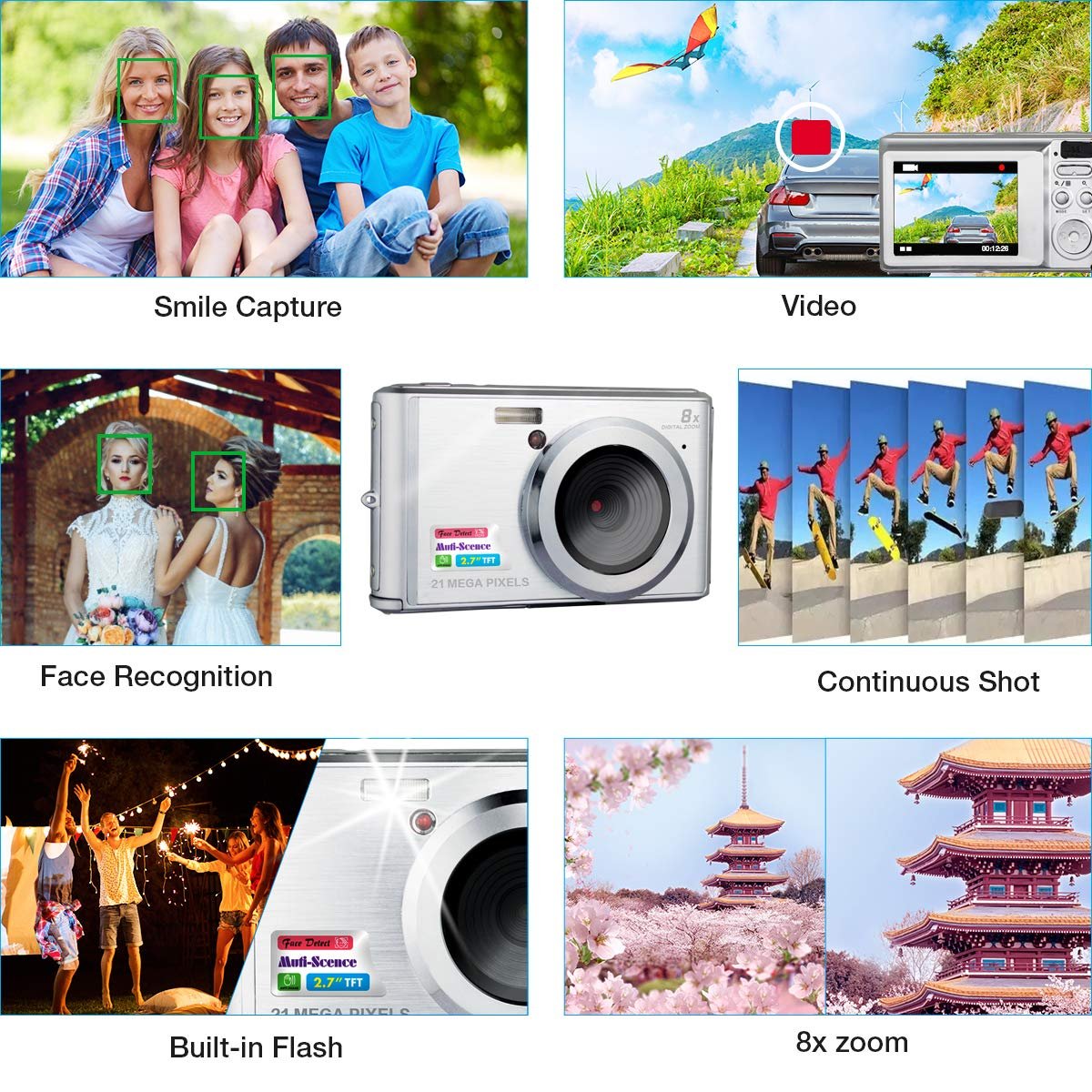 Cheap Digital Photo Camera OEM 2.4 Inch Professional Compact Camera With Smile Catch