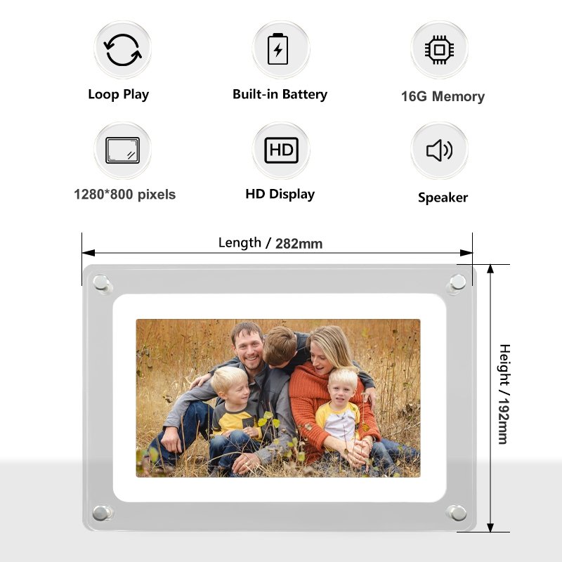 10.1'' digital video album Wifi-Enabled Acrylic digit frame Built-in battery relive moments