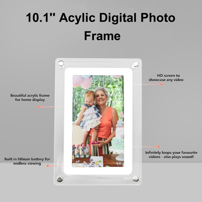 10.1'' digital video album Wifi-Enabled Acrylic digit frame Built-in battery relive moments