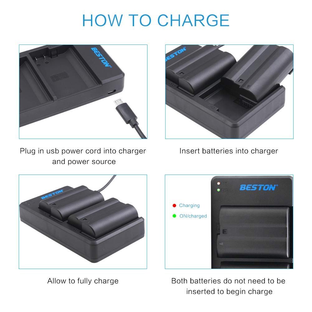 Beston 7.4V 2000mAh replacement EN-EL15 Rechargeable Lithium Battery for NIK D750 D7000 D7100 D800 D610