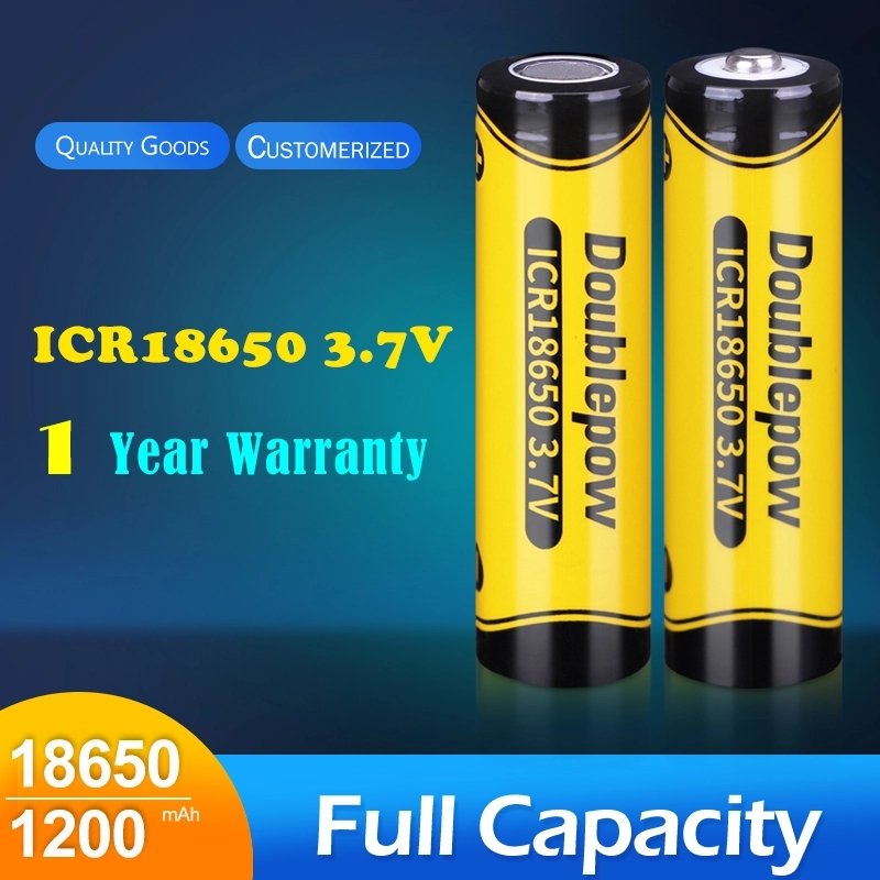 Doublepow 18650 3.7V 1200mAh Rechargeable Lithium Ion Battery 18650 Cylinder battery Cells 3.2V for Consumer Electronics