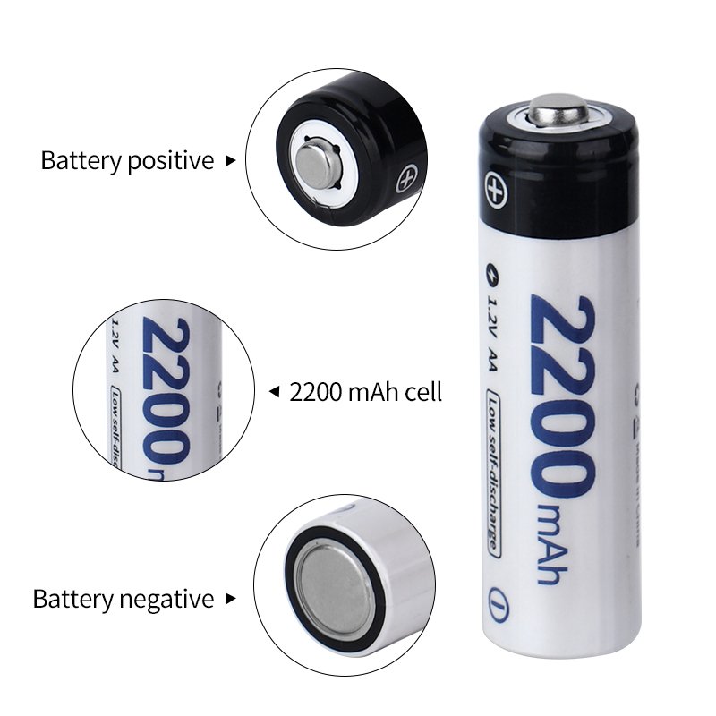 High capacity 2200mah 1.2v ni-mh Double A rechargeable AA nimh Battery Cell for Remote Control Wireless Mouses