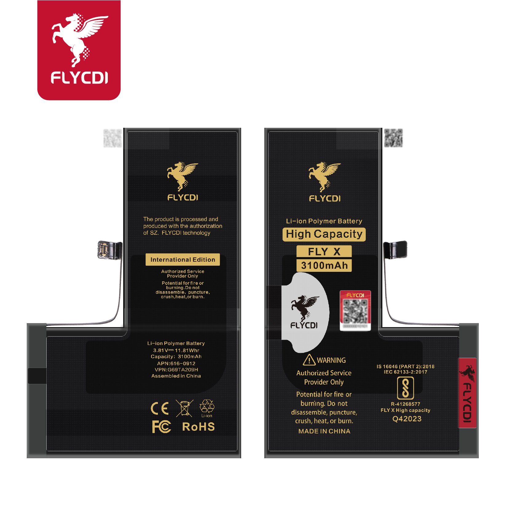 FLYCDI 2024 Factory High Quality Cell Phone Battery for iPhone 6 6S 6P 6Sp 7 7P 8 8P X Xr Xs 11 12 13 14 15Pro Digital Batteries