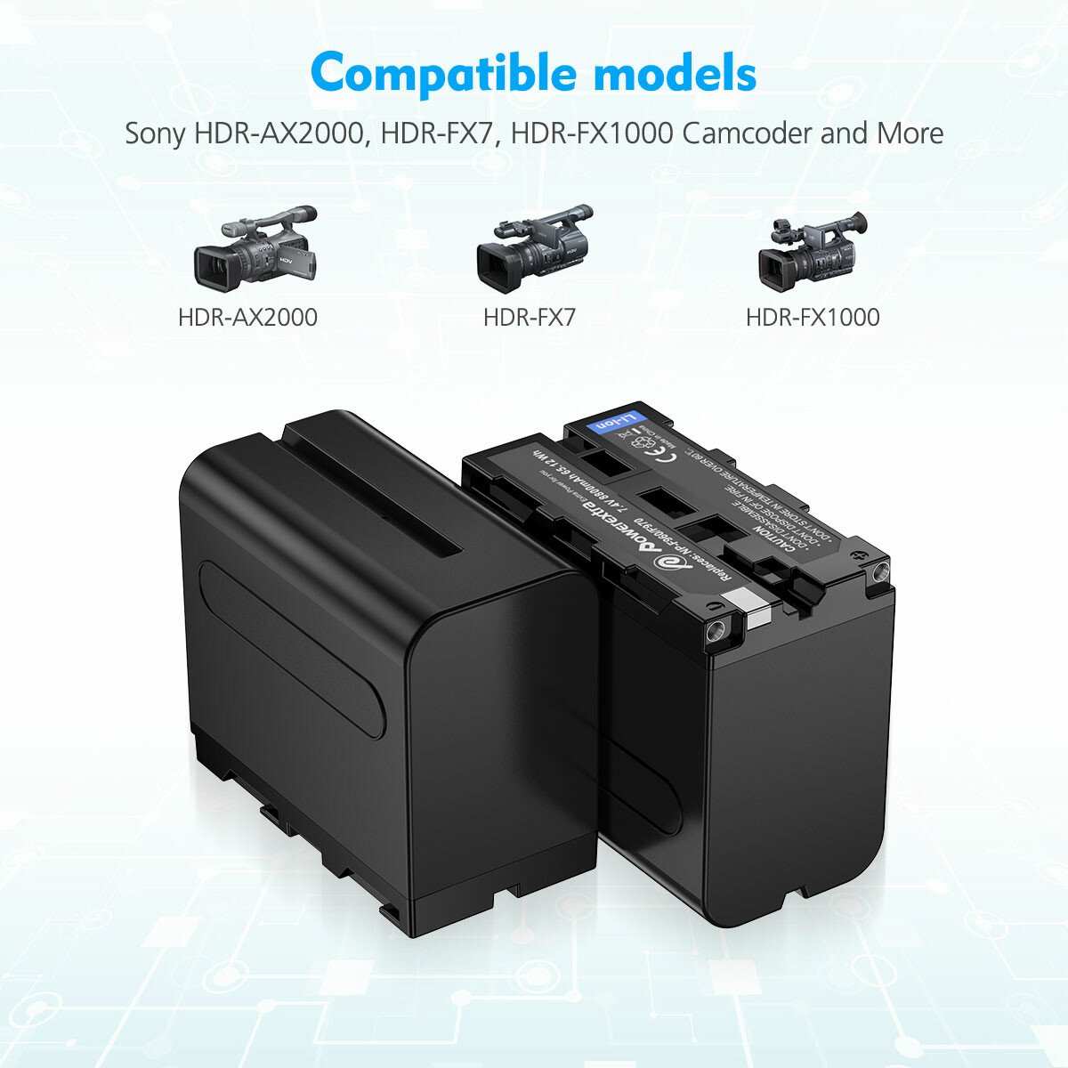 Powerextra 2Packs NPF970 Rechargeable Lithium ion Digital Camera Battery Pack With Dual Fast Usb Charger For Sony