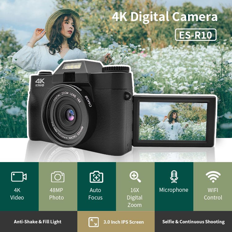 Wholesale Dslr Beginner Flip Display Compact Cheap Vlogging Youtube Point Shoot 4k 48mp 16x Digital Photography Cameras