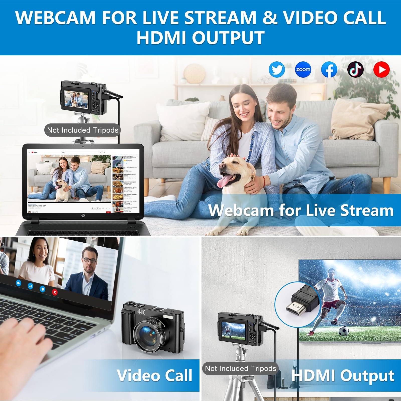 2024 DSLR DC 48MP 2.7k DSLR Professional Camera with 3.0 Inch IPS Rotating Screen Digital Camera
