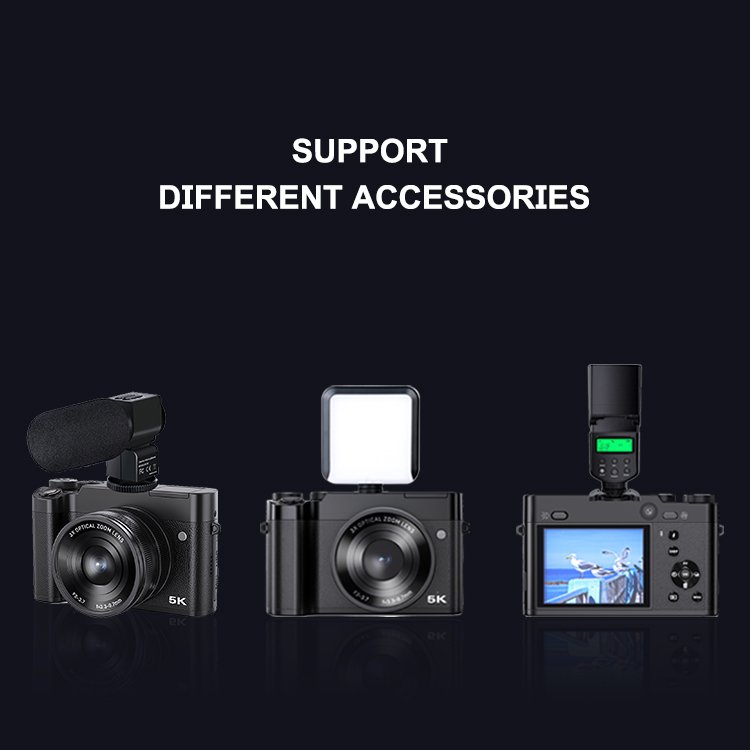 Source factory 2024 NEW 3X Optical 5K 64MP 2.8" selfie mini digital slr camera optical zoom cameras with camera flash lights