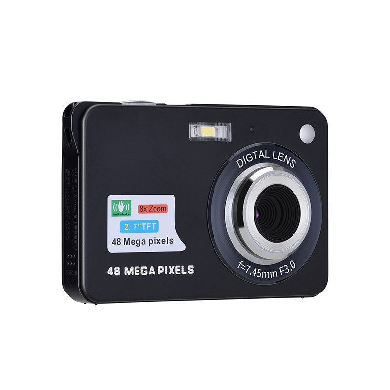 Digital Video Camera with Beauty Kids Digital Camera 48MP Cute Toy Design Portable 2.7" IPS Screen 8X Zoom