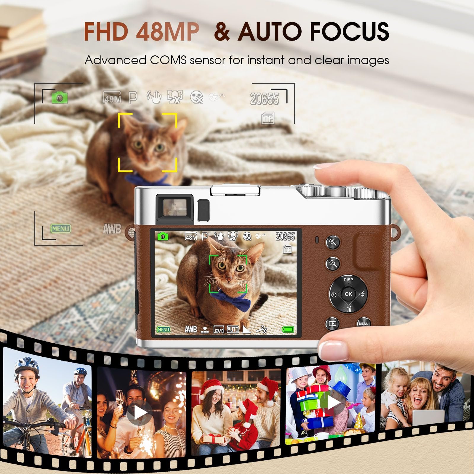Factiory wholesale Optical Viewfinder 2.8-Inch 48MP vlog compact camera children mini vintage video 4k retro digital camera