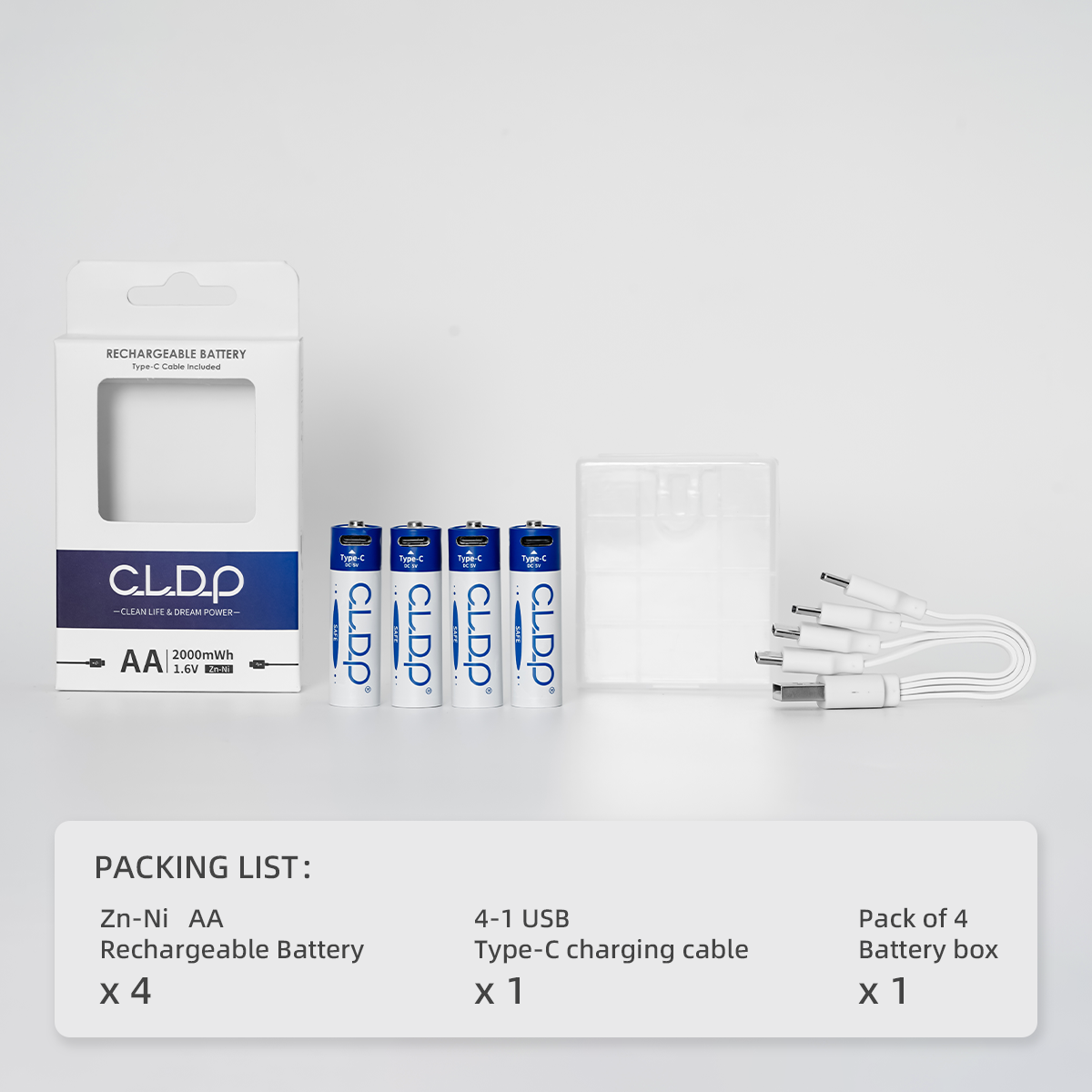 CLDP brand 1.6V double A triple A AA battery more powerful and easy to use USB Type-c port charging AAA rechargeable battery