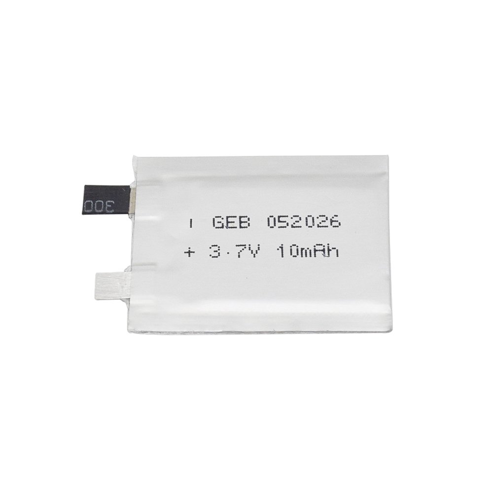 GEB052026 Ultra Thin Lipo Battery Cell 052026 Battery Flat 3.7v 10mah Rechargeable Lithium Polymer Li-ion Batteries