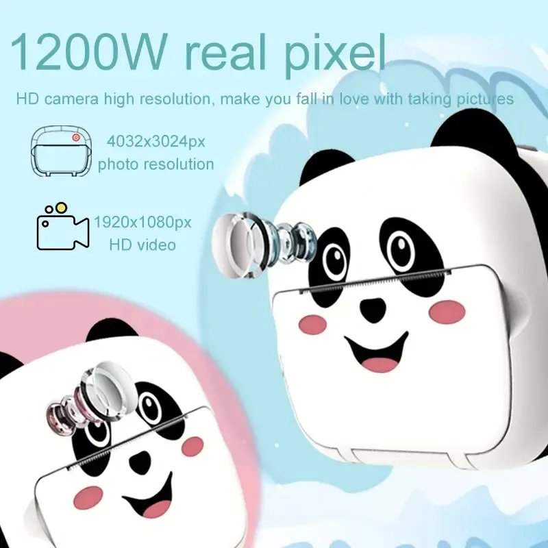 Portable mini kids camera instant printing selfie camera with photo paper children's camera digital zoom