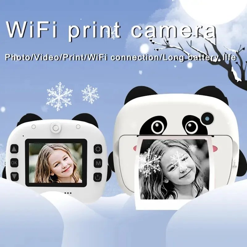 Portable mini kids camera instant printing selfie camera with photo paper children's camera digital zoom