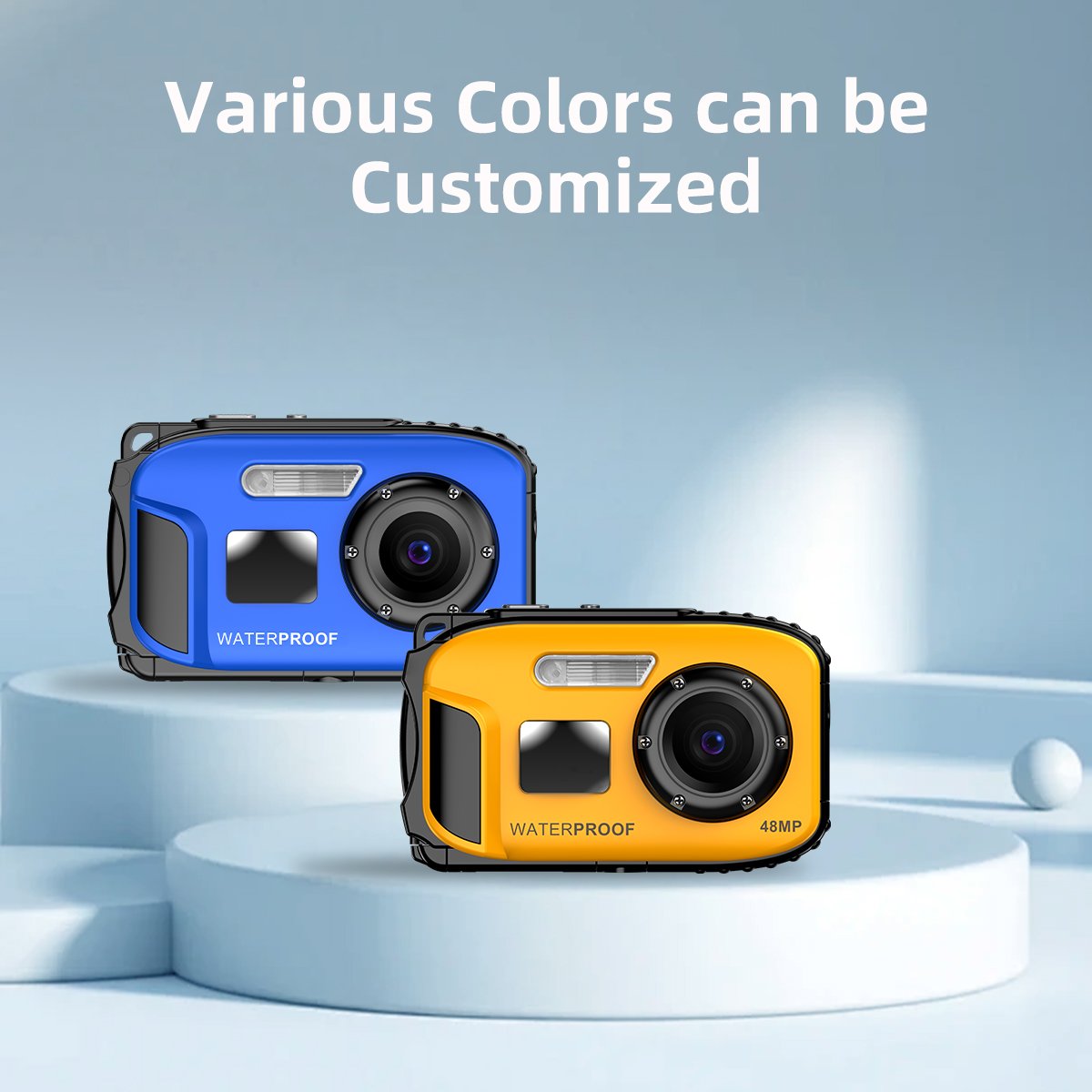 HD 1080P Waterproof Camera 2.4'' Screen IP68 5M Waterproof Auto Focus 4X Digital Zoom Underwater Camera for Snorkeling (Yellow)