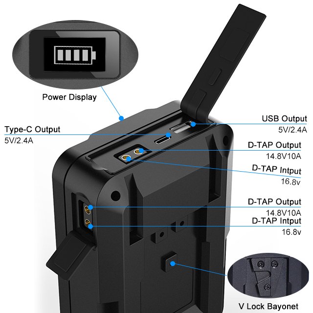 Factory Direct Small V Mount V-Lock Battery 74Wh Lithium Ion Batteries For Sony Broadcast Camera Video Lights