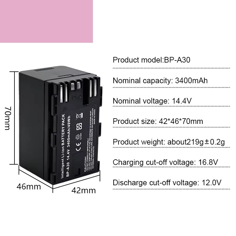 3400mAh Video Battery BP-A30 For C70 C200 C300 C500 XF705 XF605 Camcorder Camera Battery