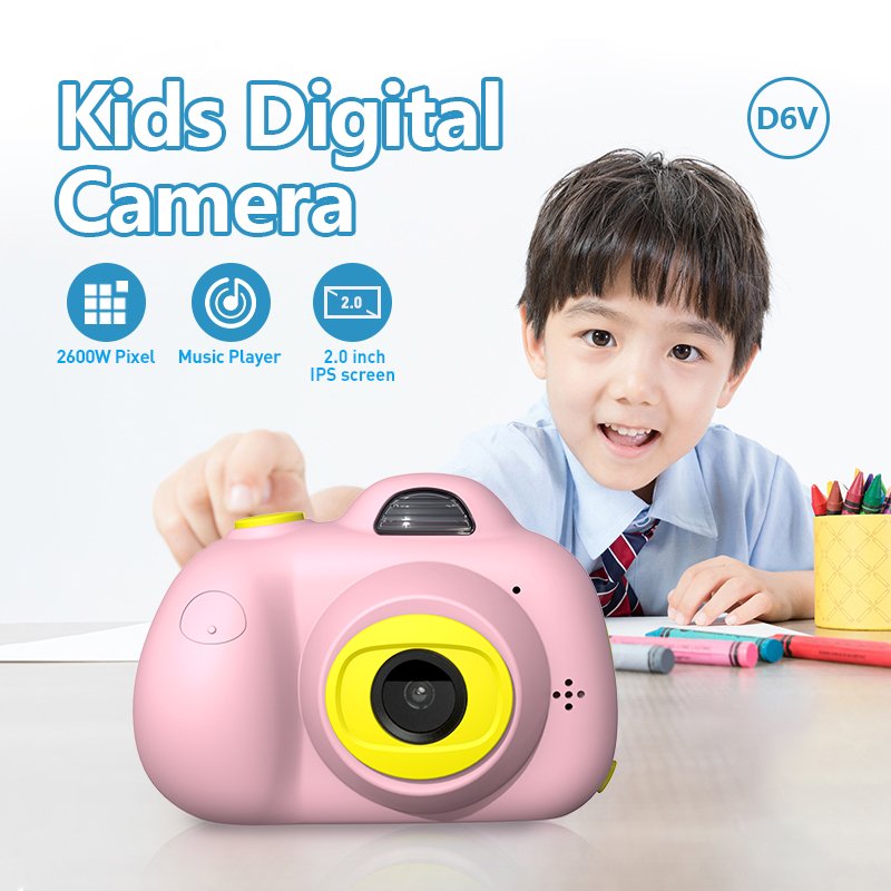 D6 Digital Camera for Kids 2.0X10 Games Filter with Video Playback Mini CMOS Sensor for Children's Promotional Gifts