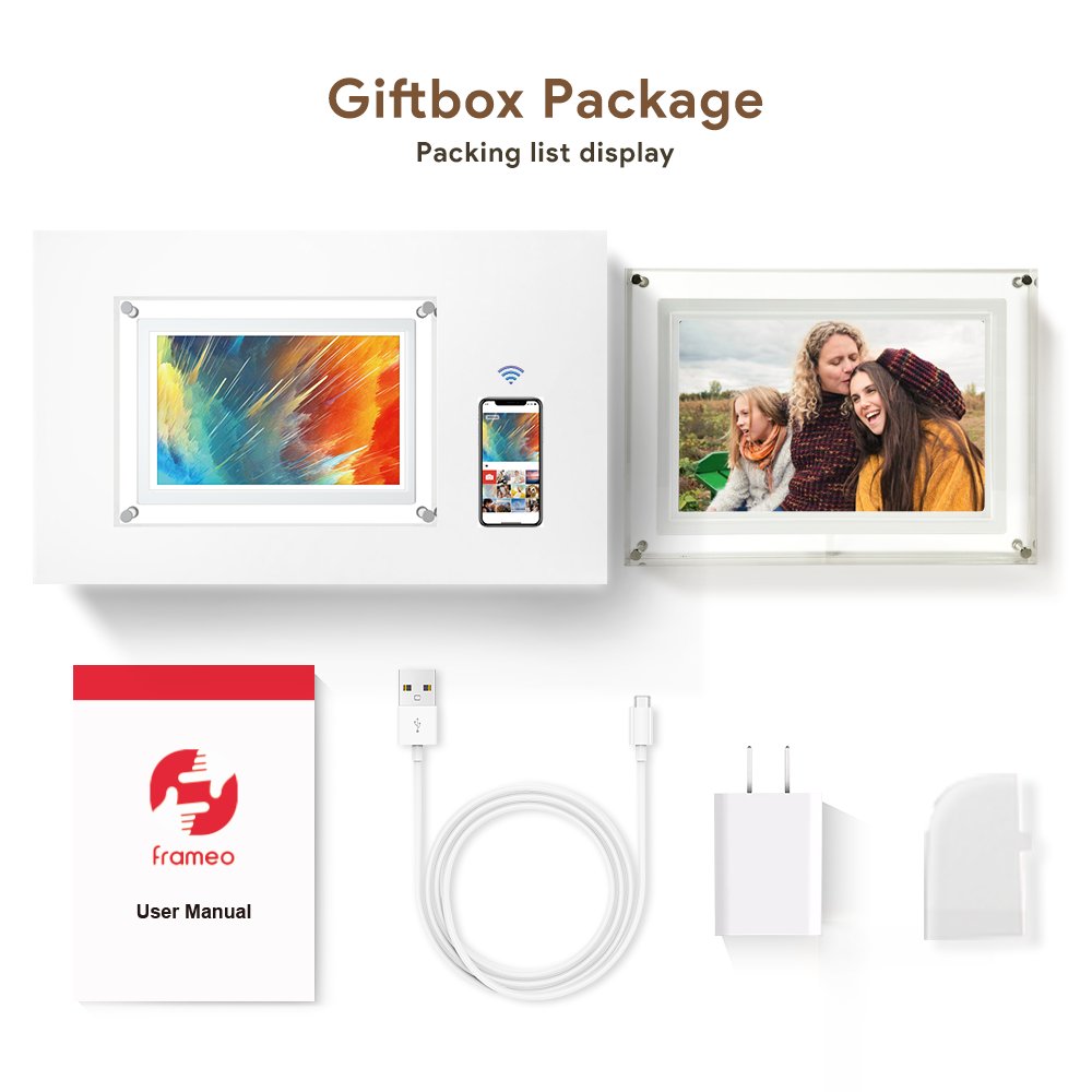 WIFI Digital Photo Frame 10.1 inch IPS FRAMEO 1080P IPS Touch Screen 32GB Memory Send Photo WiFi Cloud Picture Frame
