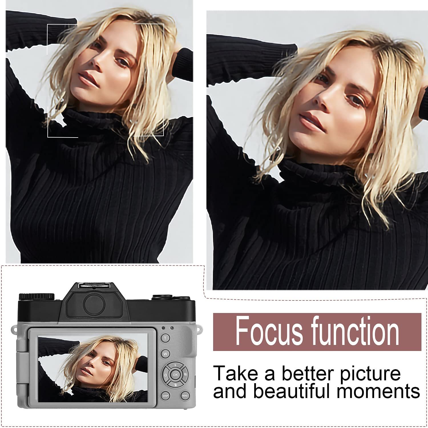4K Digital Camera 16X Digital Zoom Vlogging Camera Video Camcorder Wide Angle Lens for YouTube