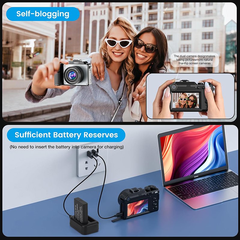 4K Digital Camera 48MP with 18X Zoom Kids Camera with 32GB Card for Teens and Beginners Point and Shoot Camera