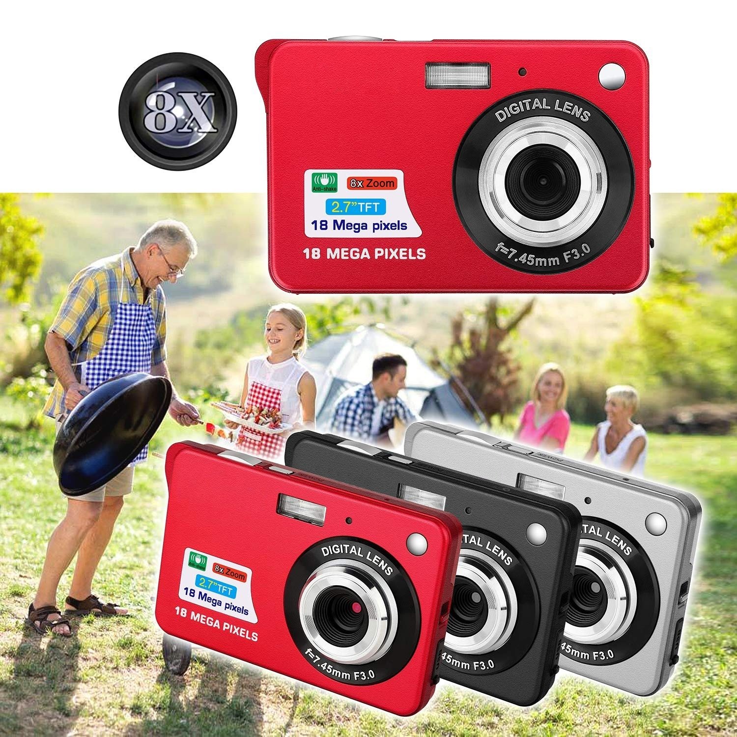 Hot Sale 4K Portable 2.7"Tft Lcd Display Mini Popular Digital Camera 18Mega Pixels Hd Digital Camera with LED