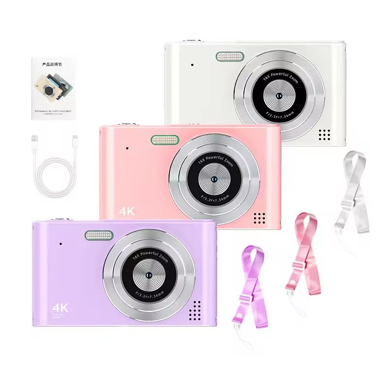 Student digital camera 2.4inch screen 2.5K video 48MP photo kids camera 16X zoom Anti-shake face recognition digital HD camera