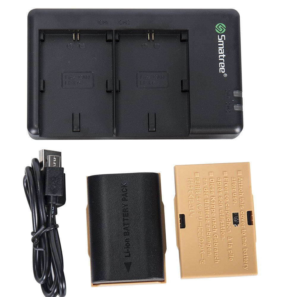 Smatree LP-E6 2000mAh Power Battery With USB Charger For Canon DSLR Replacement Dual Battery Digital Camera battery