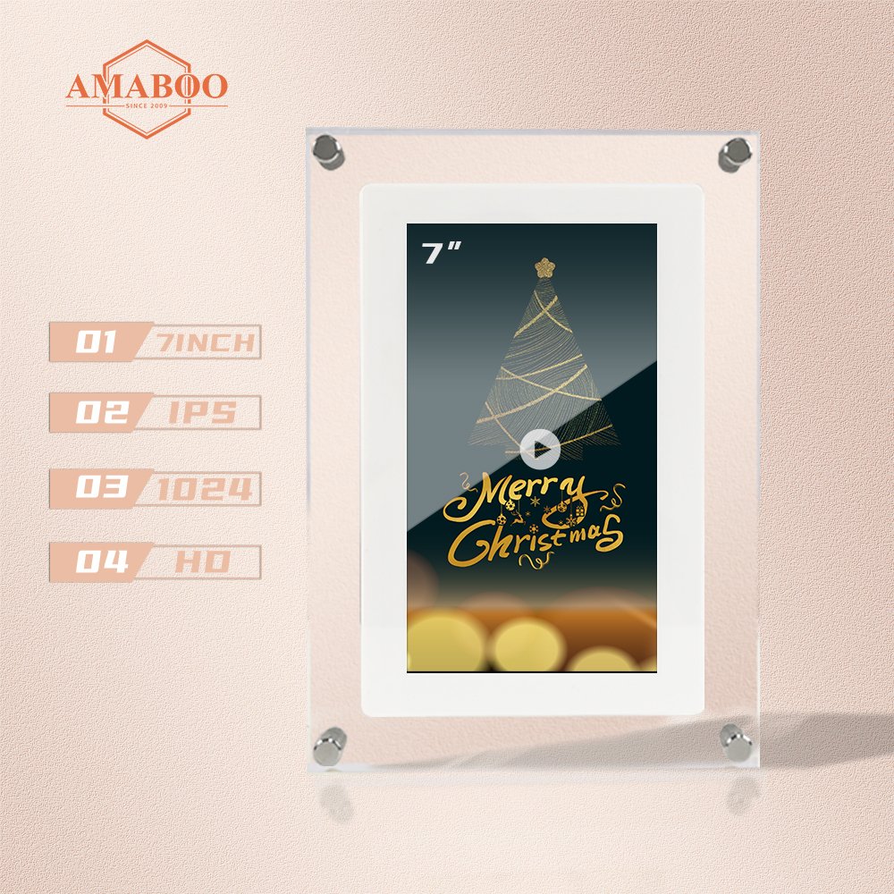 AMABOO wholesale Clear crystal video infinite objects Frame Photo Battery Powered Lcd 7 Inch Digital Art Acrylic Picture Frame