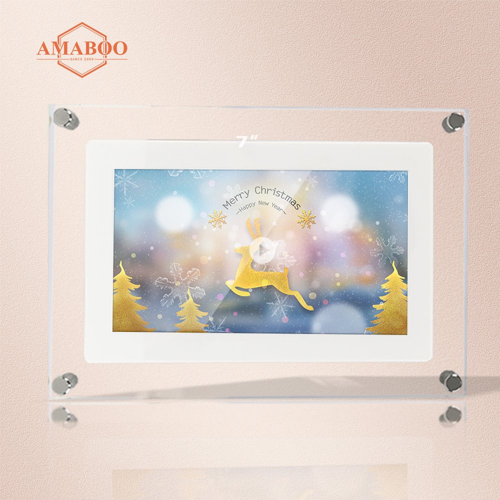 AMABOO wholesale Clear crystal video infinite objects Frame Photo Battery Powered Lcd 7 Inch Digital Art Acrylic Picture Frame