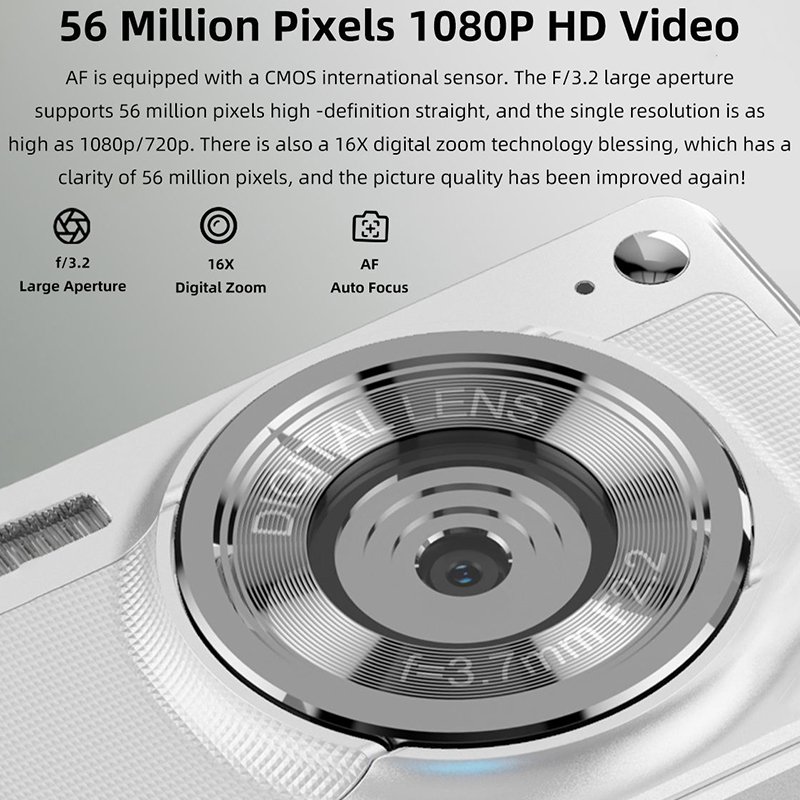 Compact Kids Camera - 1080P HD 5.6MP 16X Zoom Auto Focus 2.88" IPS Screen Camera Point and Shoot