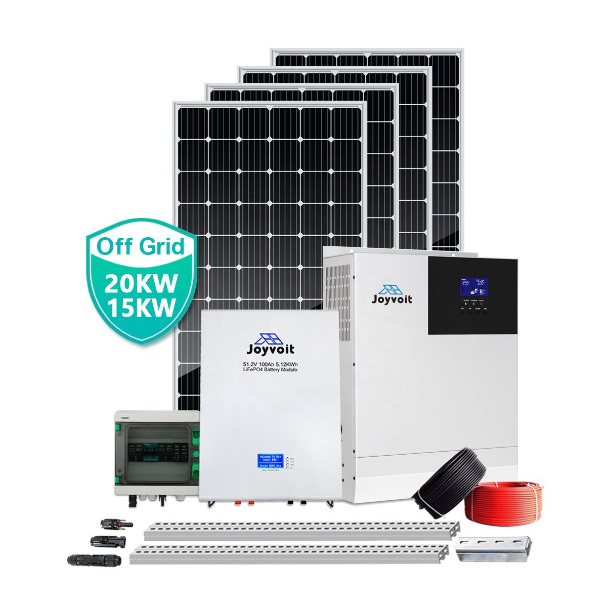 20KW Solar storage system DC 48V to AC 220V Hybrid Inverter Wall 80A MPPT Controller and LiFePO4 Pack with Digital Display