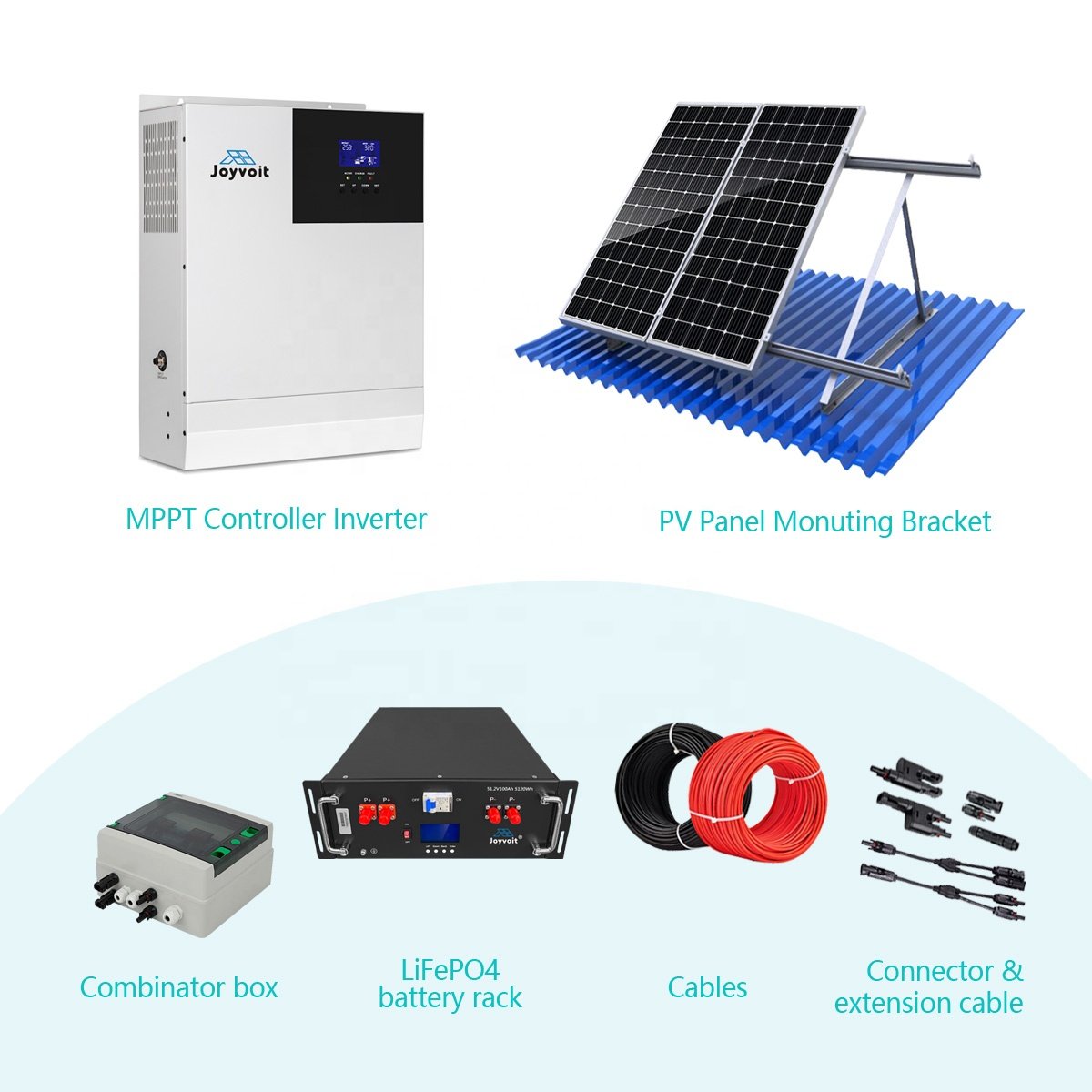 20KW Solar storage system DC 48V to AC 220V Hybrid Inverter Wall 80A MPPT Controller and LiFePO4 Pack with Digital Display