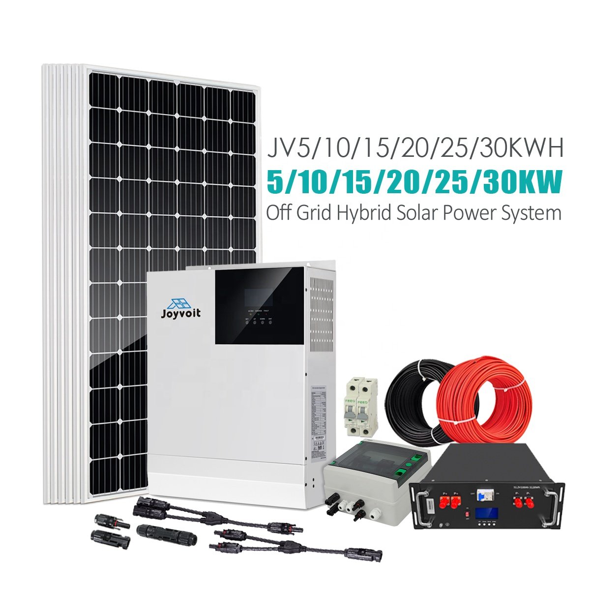 20KW Solar storage system DC 48V to AC 220V Hybrid Inverter Wall 80A MPPT Controller and LiFePO4 Pack with Digital Display
