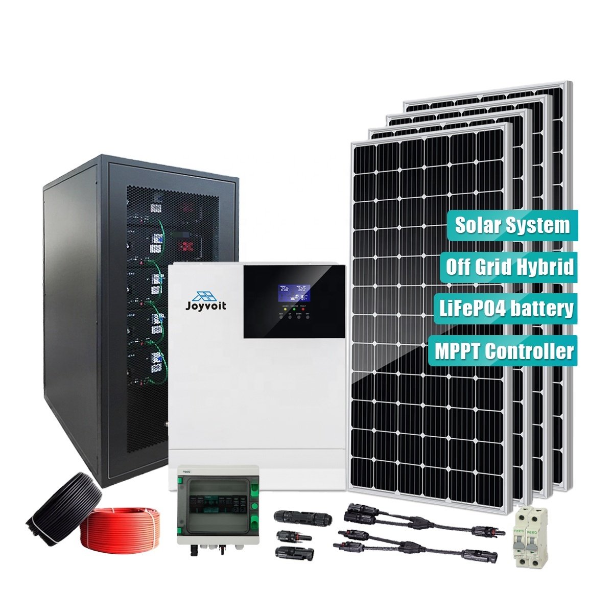 20KW Solar storage system DC 48V to AC 220V Hybrid Inverter Wall 80A MPPT Controller and LiFePO4 Pack with Digital Display