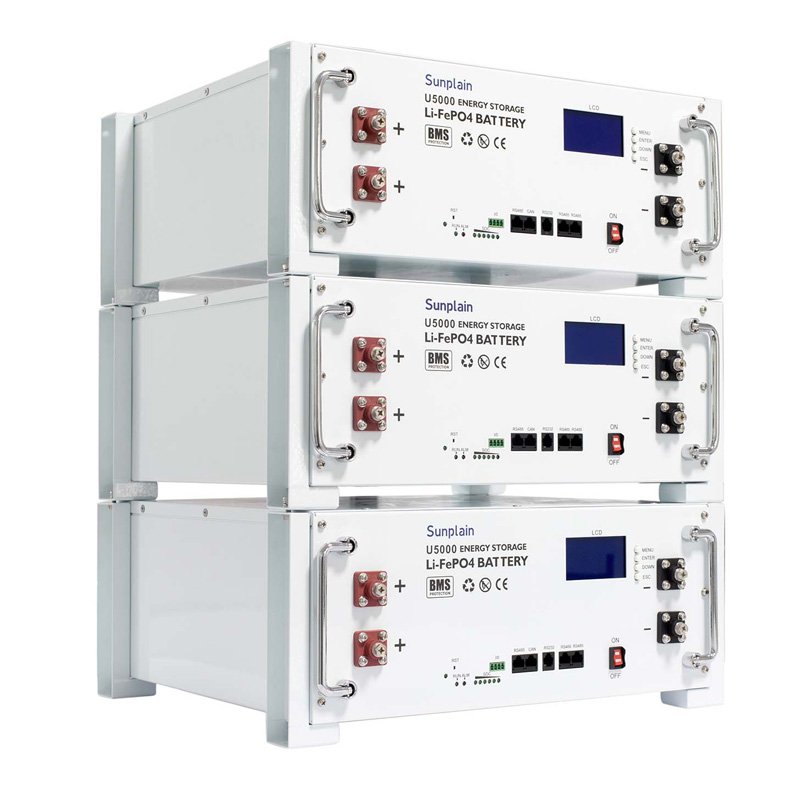 High voltage stacked lithium batteries 51.2V big storage solar battery pack