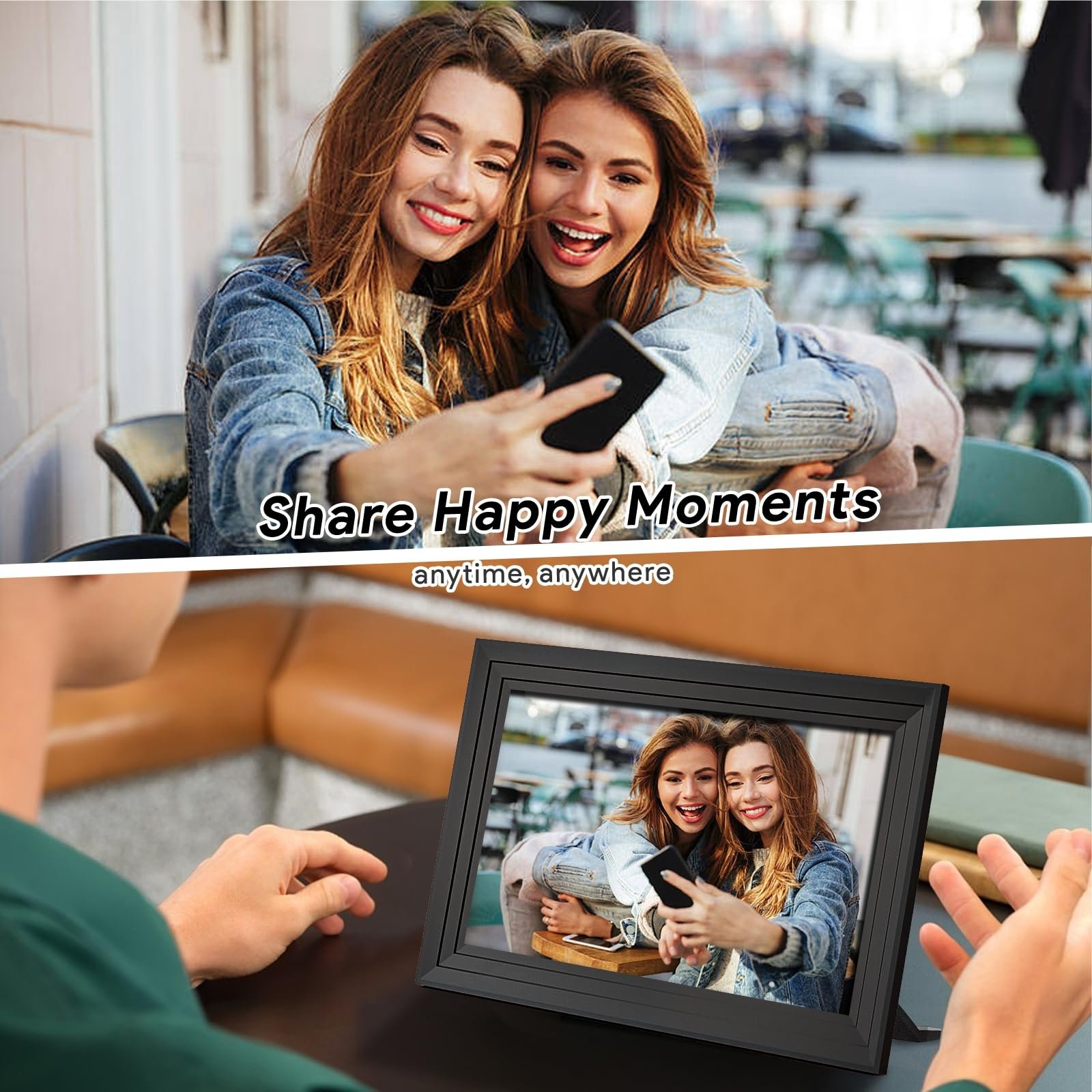 Automatic Picture Rotation Digital Picture Frame WLAN 10.1 Inch HD IPS Touch Screen Electronic Picture Frame with 32 GB Memory