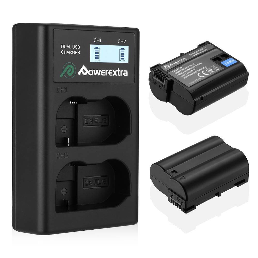 Powerextra Rechargeable Replacement Enel15 En El15 En-El15A Camera Digital Battery Pack With Usb Cable Fast Charger For Nikon