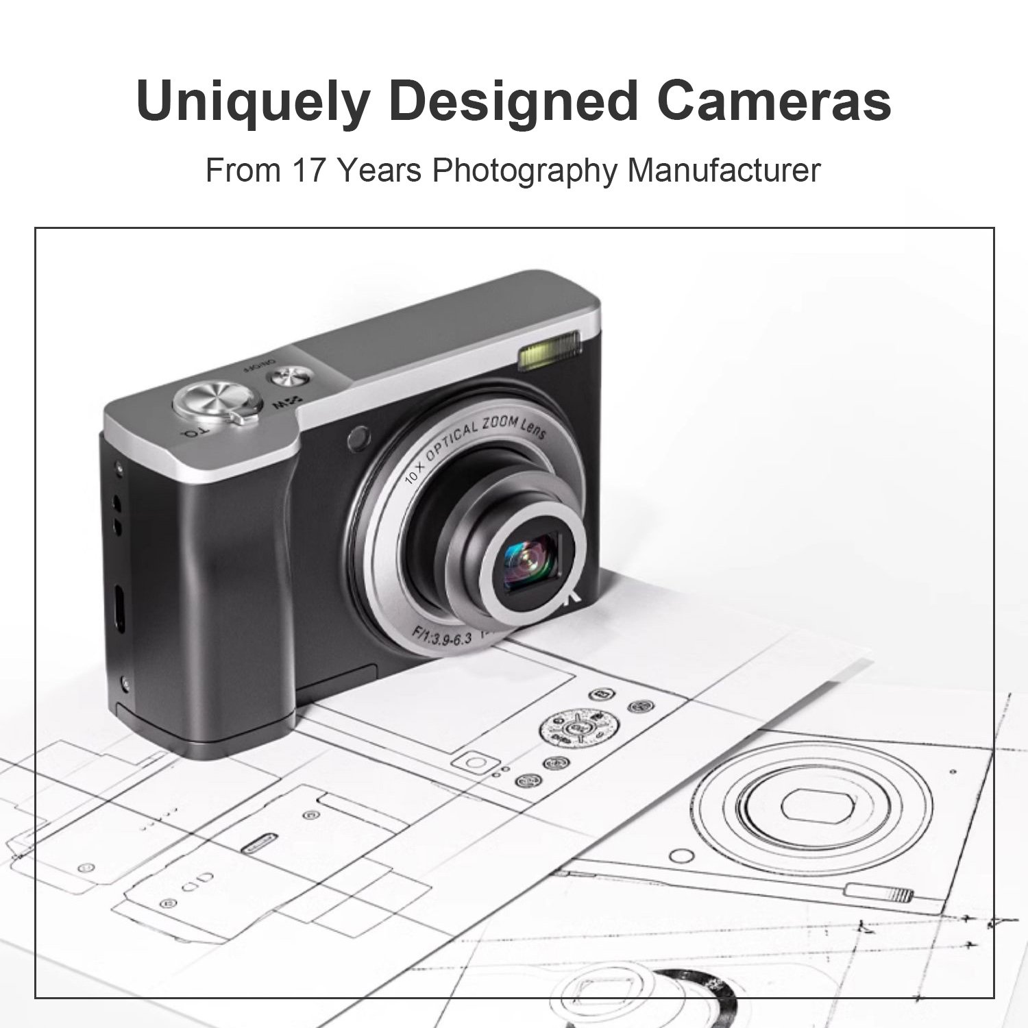 5K 56MP Kids Digital Camera with 10X Optical Zoom Flashlight Compact Digital Point and Shoot Camera for Kids Children Beginners