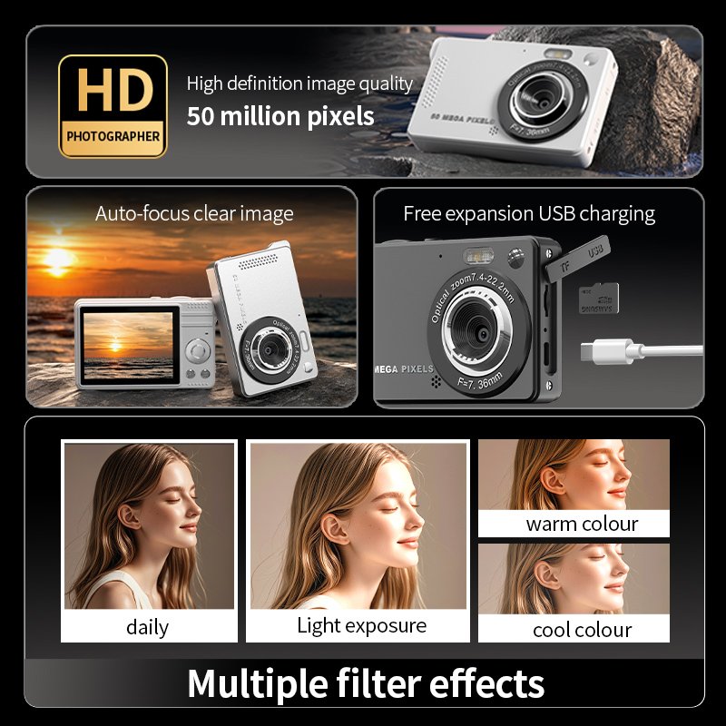 Hot adult and young people students cheap video photo camera 4k digital camera 2.8inch 800mah for Christmas