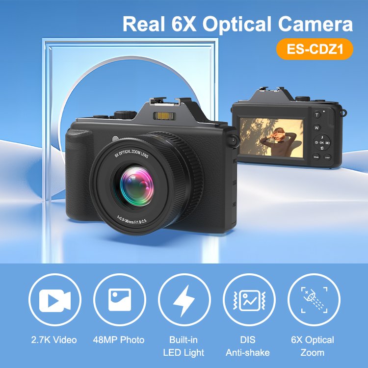 Oem wholesale 3.0 inch TFT screen retro 2.7k video recording photo camera vintage with 6x optical zoom