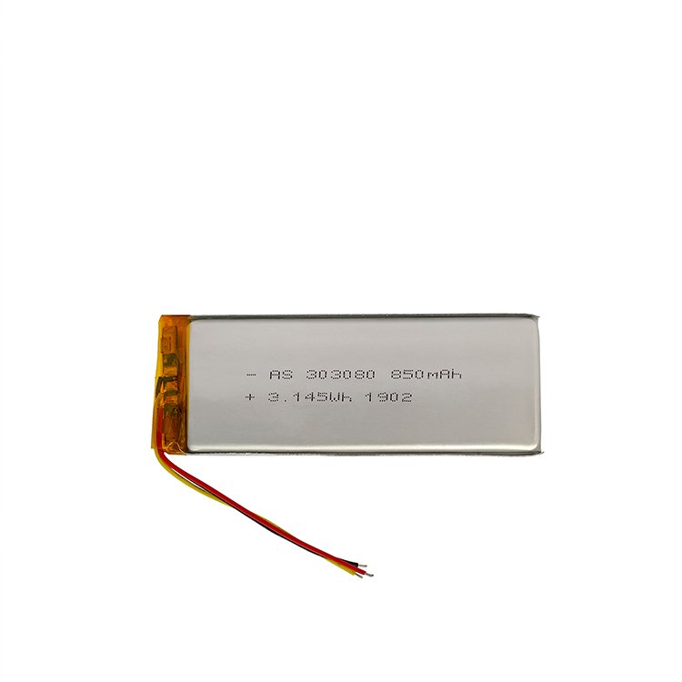 Factory directly supply LiPo battery AS303080 3.7V 850mAh UL/CB certified rechargeable battery for wireless device