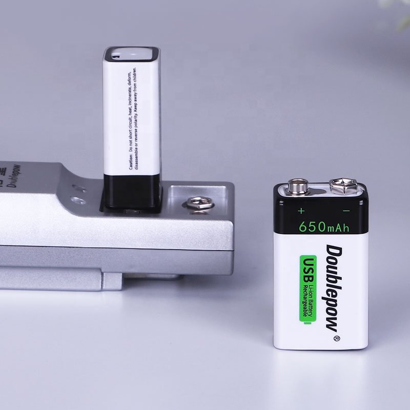Doublepow USB 9V 650mAh Lithium ion Rechargeable Battery for Smoke detector / multimeter