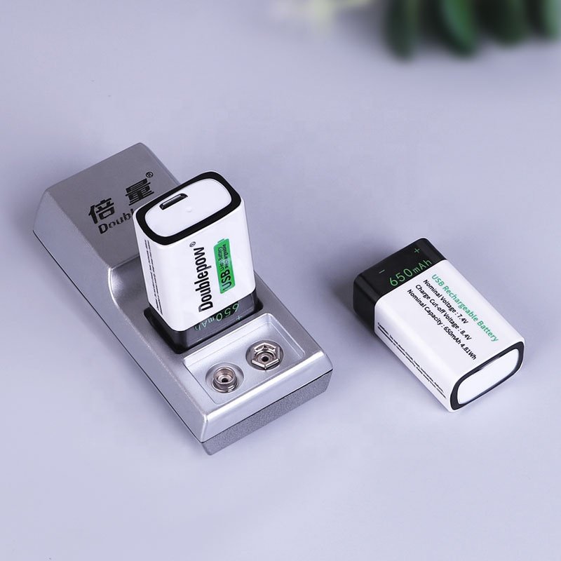 Doublepow USB 9V 650mAh Lithium ion Rechargeable Battery for Smoke detector / multimeter