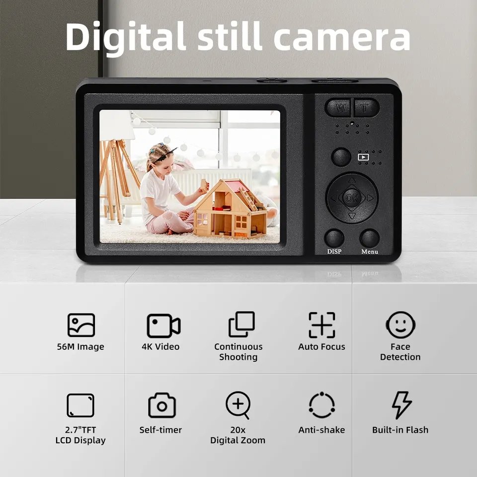 Factory Wholesale HD 4K 56MP Digital Camera Photo+Video Recording Vlogging Camera Compact Portable Student Camera