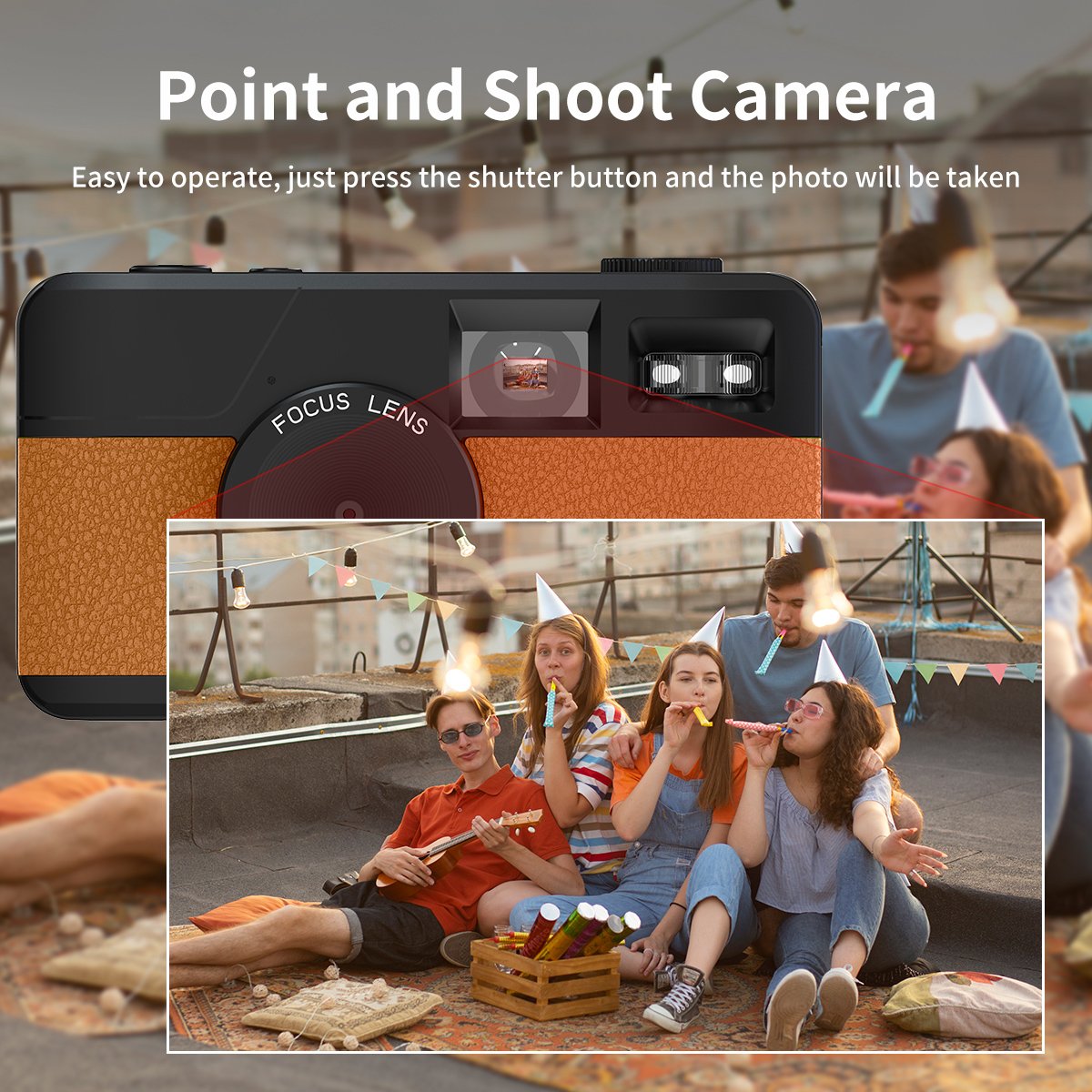 Retro Screenless Digital Camera Screen-free 8 Mode Filters Without Screen 8MP Photo with Photo Counter LED Flash Camping Camera